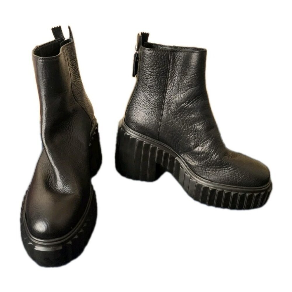 AGL Tiggy Ridged Sole Platform Ankle Boots Block Heel Grunge Punk Sz 38.5/US 8.5